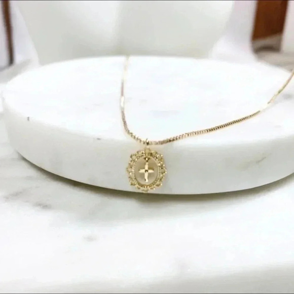 Gold Cross Necklace for woman | Dainty Cross Necklace | CZ Pendant Cross Pendant - Picture 3 of 8